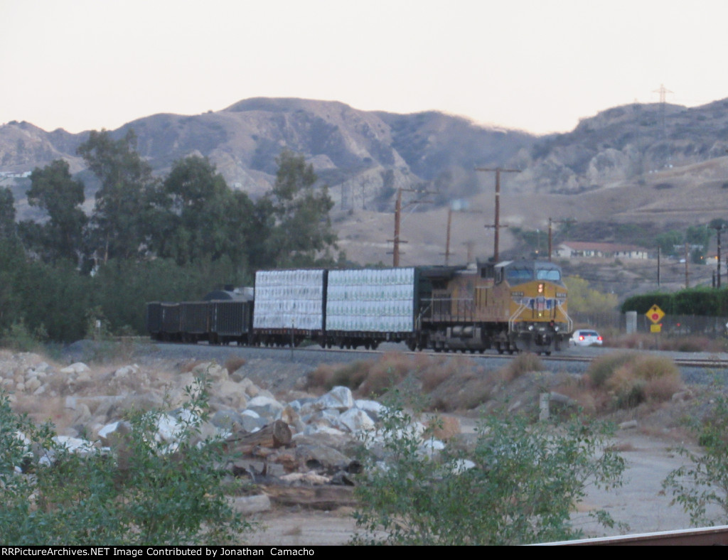 UP 6874 pushes an eastbound through San Timiteo Canyon